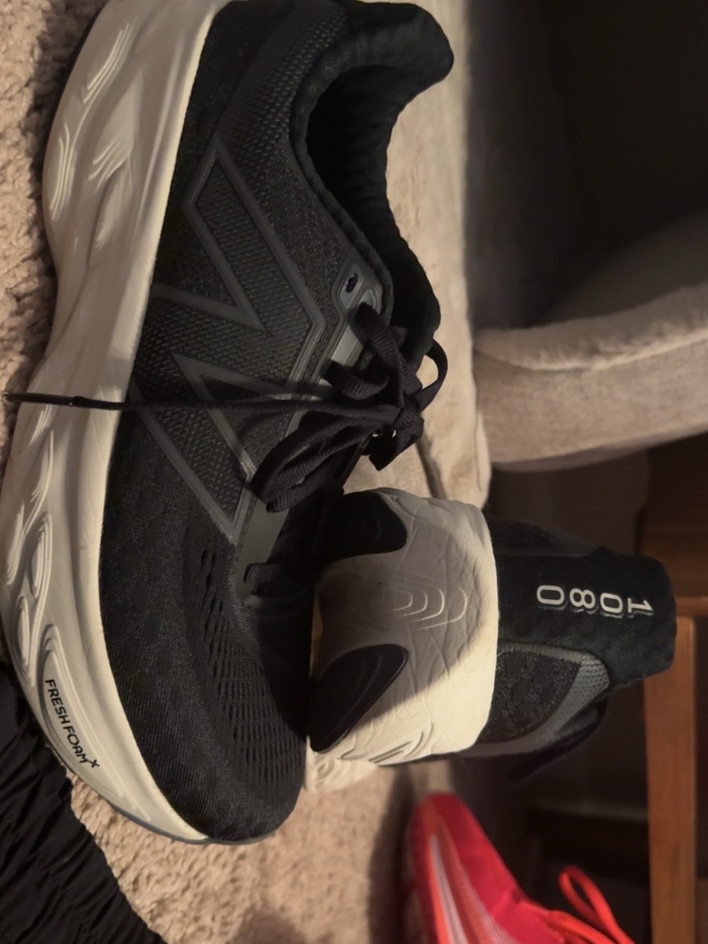 New Balance Black and White 1080 Running Shoes